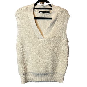 Vero Moda NWOT Faux Fur Cream Sweater V-neck Vest Women's Small